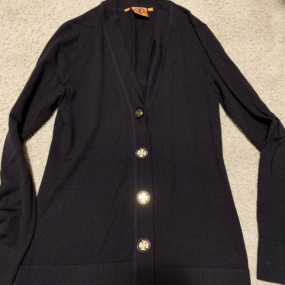 Tory Burch small deep purple button down sweater